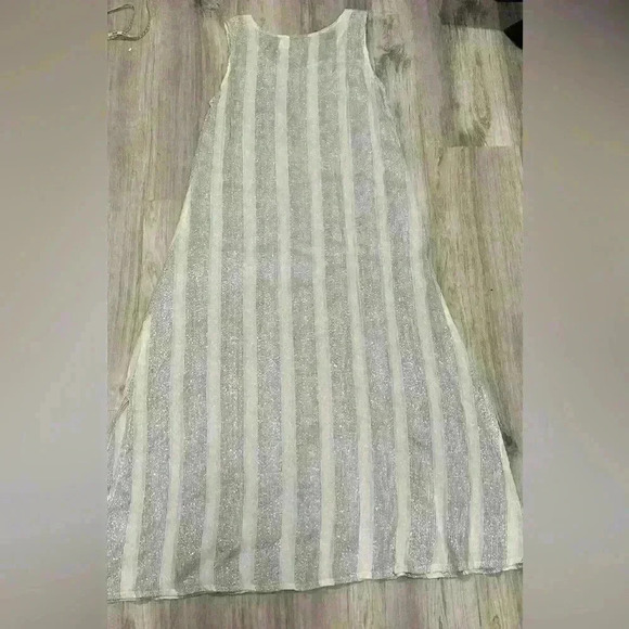 Vintage Dia Women’s Maxi Swim Cover Sheer White Silver Stripe Size M - Picture 8 of 10